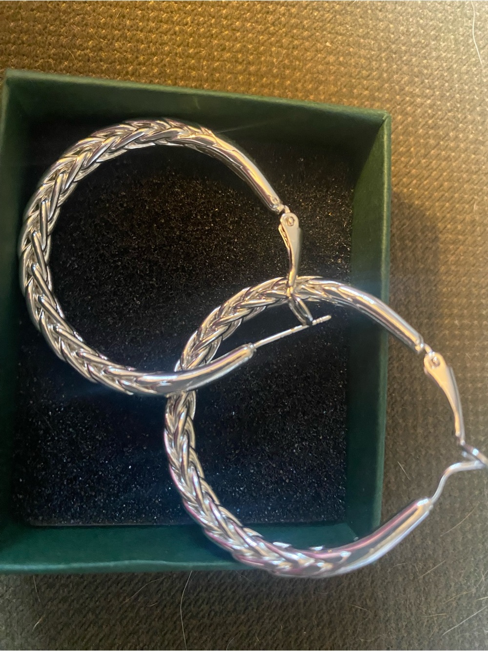 Braided Hoop Earrings in Silver - Women's Fashion Hoops